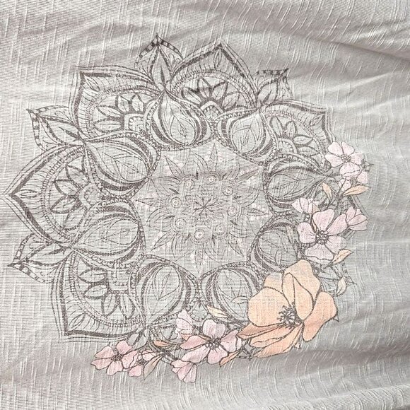 Gaiam Size L Beige Boho Floral Print Sleeveless Tank Top - Picture 3 of 9